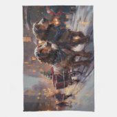 イングリッシュコッカースパニエル犬クリスマスフェスティバルシーズン キッチンタオル (縦)