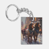 イングリッシュコッカースパニエル犬クリスマスフェスティバルシーズン キーホルダー (正面左)