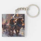 イングリッシュコッカースパニエル犬クリスマスフェスティバルシーズン キーホルダー (裏面)