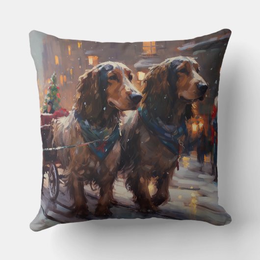 イングリッシュコッカースパニエル犬クリスマスフェスティバルシーズン クッション (裏面)