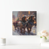 イングリッシュコッカースパニエル犬クリスマスフェスティバルシーズン スクエア壁時計 (ホーム)