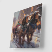 イングリッシュコッカースパニエル犬クリスマスフェスティバルシーズン スクエア壁時計 (傾斜)