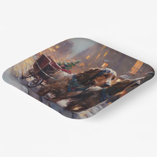 イングリッシュコッカースパニエル犬クリスマスフェスティバルシーズン ペーパープレート (傾斜あり)