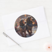 イングリッシュコッカースパニエル犬クリスマスフェスティバルシーズン ラウンドシール (封筒)