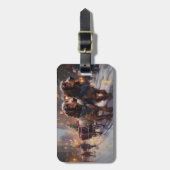 イングリッシュコッカースパニエル犬クリスマスフェスティバルシーズン ラゲッジタグ (正面縦)