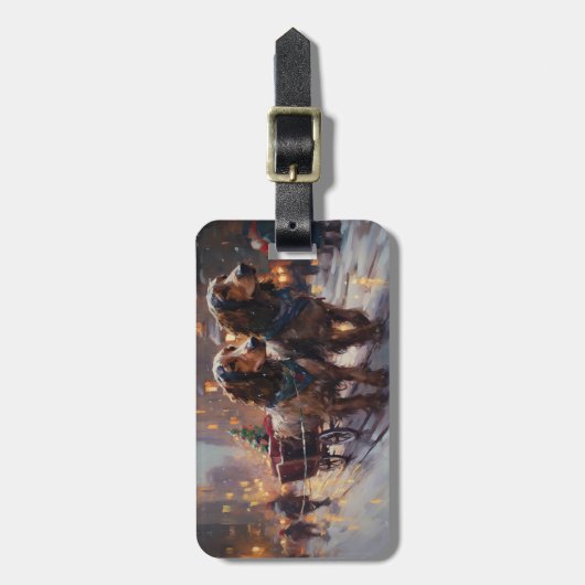 イングリッシュコッカースパニエル犬クリスマスフェスティバルシーズン ラゲッジタグ (正面縦)