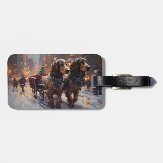 イングリッシュコッカースパニエル犬クリスマスフェスティバルシーズン ラゲッジタグ (裏面横)