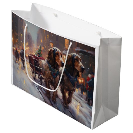 イングリッシュコッカースパニエル犬クリスマスフェスティバルシーズン ラージペーパーバッグ (正面アングル)
