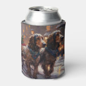 イングリッシュコッカースパニエル犬クリスマスフェスティバルシーズン 缶クーラー (缶正面)