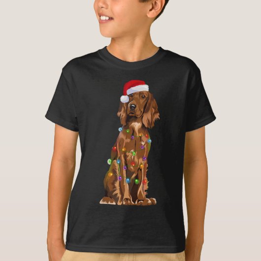 イングリッシュコッカースパニエル犬クリスマスライトクリスマスドッグL Tシャツ (正面)