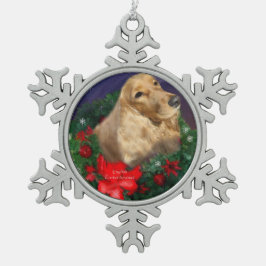 イングリッシュコッカースパニエル犬クリスマス スノーフレークピューターオーナメント