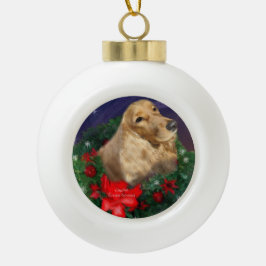 イングリッシュコッカースパニエル犬クリスマス セラミックボールオーナメント