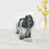 イングリッシュコッカースパニエル犬ドッグアートノートカード カード (黄色い花)