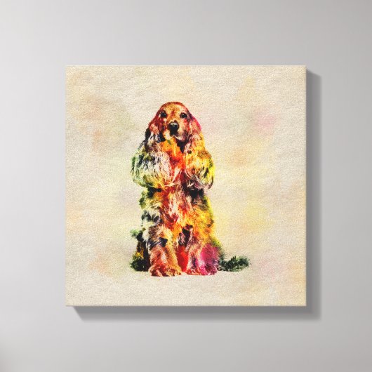 イングリッシュコッカースパニエル犬ドッグデジタルアート キャンバスプリント (正面)