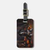 イングリッシュコッカースパニエル犬パンプキンハロウィンホラー ラゲッジタグ (正面縦)