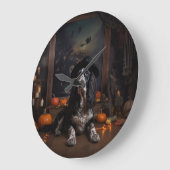 イングリッシュコッカースパニエル犬パンプキンハロウィンホラー ラージ壁時計 (傾斜)