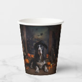イングリッシュコッカースパニエル犬パンプキンハロウィンホラー 紙コップ (正面)