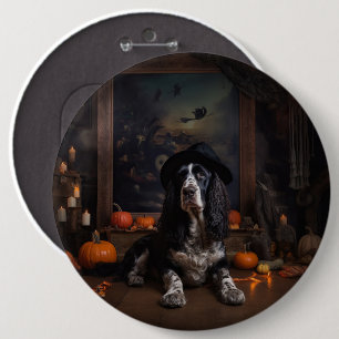 イングリッシュコッカースパニエル犬パンプキンハロウィンホラー 缶バッジ