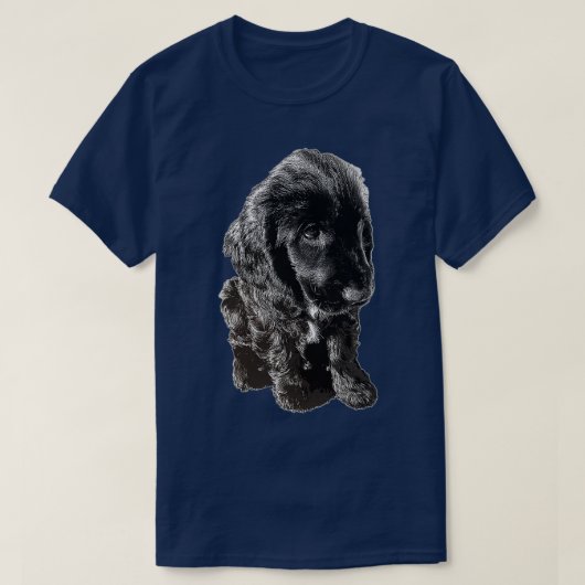 イングリッシュコッカースパニエル犬ブラックパピードッグかわいい  Tシャツ (デザイン正面)