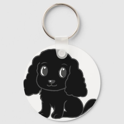 イングリッシュコッカースパニエル犬ブラック キーホルダー (正面)