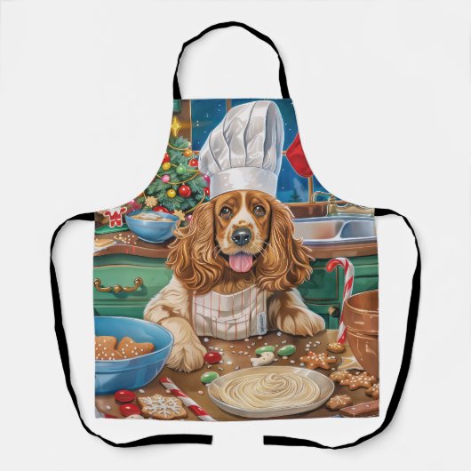 イングリッシュコッカースパニエル犬ホリデーベーキング：クリスマス エプロン (正面)