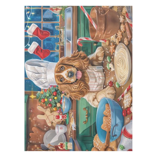 イングリッシュコッカースパニエル犬ホリデーベーキング:クリスマス テーブルクロス (正面)