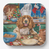 イングリッシュコッカースパニエル犬ホリデーベーキング:クリスマス ペーパープレート (正面)