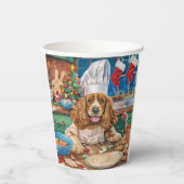 イングリッシュコッカースパニエル犬ホリデーベーキング：クリスマス 紙コップ (裏面)