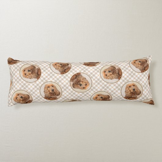 イングリッシュコッカースパニエル犬絵を描ズオリジナルドッグアート ボディピロー (裏面)