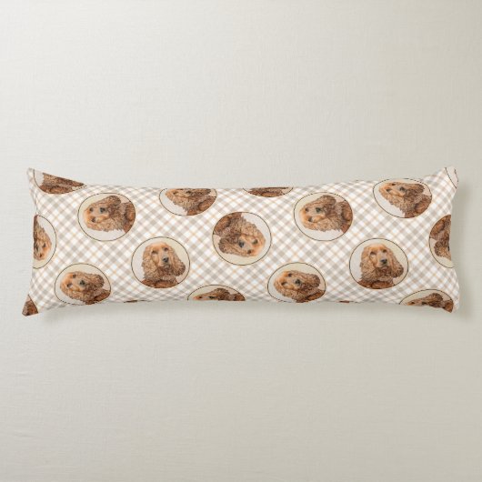 イングリッシュコッカースパニエル犬絵を描ズオリジナルドッグアート ボディピロー (正面)