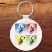 イングリッシュコッカースパニエル犬 ポップ・アートの キーホルダー (正面)