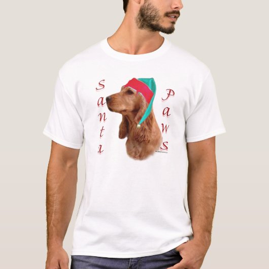イングリッシュコッカースパニエル犬(赤)サンタポーズ Tシャツ (正面)