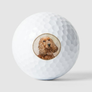 イングリッシュコッカー絵画スパニエル犬ズ – オリジナルドッグアート ゴルフボール