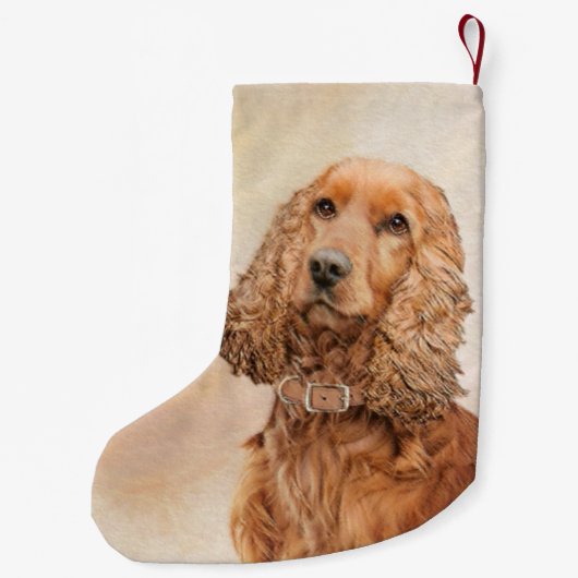 イングリッシュコッカー絵画スパニエル犬ズ – オリジナルドッグアート スモールクリスマスストッキング (裏面)