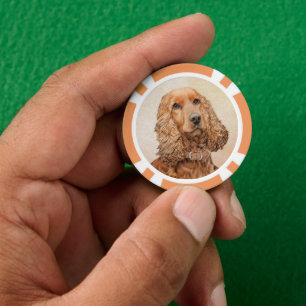 イングリッシュコッカー絵画スパニエル犬ズ – オリジナルドッグアート ポーカーチップ