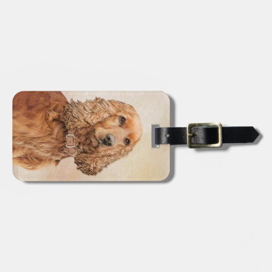 イングリッシュコッカー絵画スパニエル犬ズ – オリジナルドッグアート ラゲッジタグ (正面横)