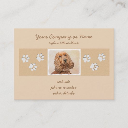 イングリッシュコッカー絵画スパニエル犬ズ – オリジナルドッグアート 名刺 (正面)