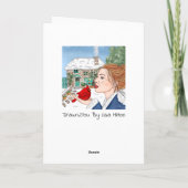 イングリッシュコテージとカーディナルの冬の日（空白） カード (裏面)