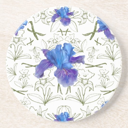 イングリッシュコテージガーデンのロマンチックな花 コースター (正面)