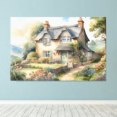 イングリッシュコテージハウス キャンバスプリント (インサイチュ (ウッドフロア))