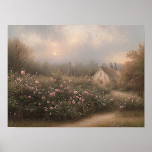 イングリッシュコテージバラガーデン – ヴィンテージアート ポスター (正面)