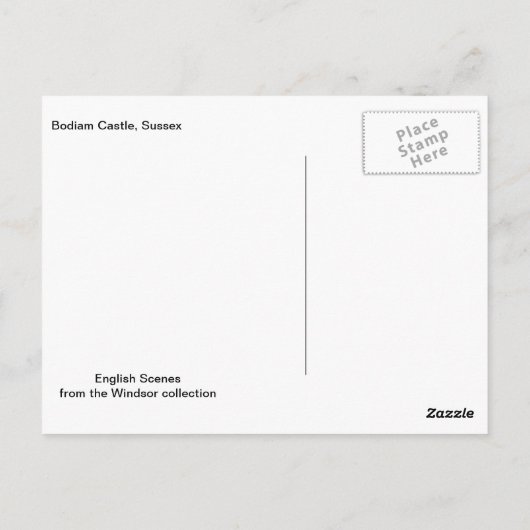 イングリッシュシーン、ボダイアムキャッスル、サセックス ポストカード (裏面)