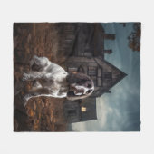 イングリッシュスプリンガースパニエル犬ハロウィンホラー フリースブランケット (正面(横))