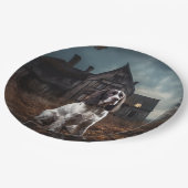 イングリッシュスプリンガースパニエル犬ハロウィンホラー ペーパープレート (アングル)