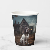 イングリッシュスプリンガースパニエル犬ハロウィンホラー 紙コップ (正面)