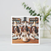 イングリッシュスリンガースパニエル犬カード、スパニエル犬誕生日 招待状 (スタンド正面)