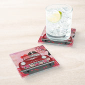 イングリッシュスリンガースパニエル犬カーハートバレンタイン ガラスコースター (アングル)