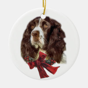 イングリッシュスリンガースパニエル犬クリスマスオーナメント セラミックオーナメント