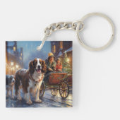 イングリッシュスリンガースパニエル犬クリスマスフェスティバルシーズン キーホルダー (裏面)
