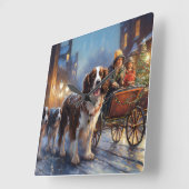 イングリッシュスリンガースパニエル犬クリスマスフェスティバルシーズン スクエア壁時計 (傾斜)